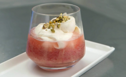 Ulrika Jonsson’s rhubarb fool with cardamon cream dessert on Celebrity masterchef 2017