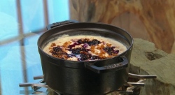 Matt Tebbutt’s rice pudding with spiced blueberry compote and ginger crisps dessert on Sat ...