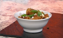 Elly Pear’s  rigatoni feta and basil dish ob Sunday Brunch