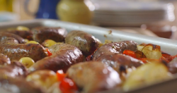 Mary Berry roasted sausage supper recipe on Saturday Kitchen