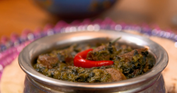 The Karim family’s lamb and spinach curry  with chapatis on The Big Family Cooking Showdown