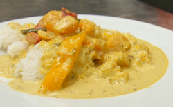 Rachael and Debbie’s vegetable Thai curry with rice dish on Celebrity MasterChef 2017