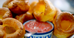 Nadiya Hussain Yorkshire pudding with jam and custard on Nadiya’s British Food Adventure