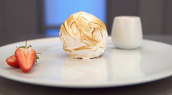 Angellica Bell’s baked Alaska with strawberry coulis on Celebrity Masterchef 2017