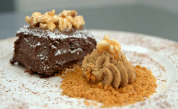 Becky’s chocolate and ale cake with caramel popcorn on Celebrity Masterchef 2017