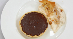 Dev’s hazelnut chocolate tart on Celebrity Masterchef 2017