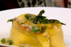 The Massaccesi’s ham and asparagus rotolo pasta dish on The Big Family Cooking Showdown