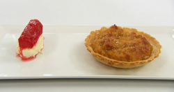 Kate’s treacle and stem ginger tart with clotted cream and braised Yorkshire rhubarb desse ...