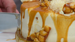 Liam’s white layered ginger caramel cake on The Great British Bake Off 2017