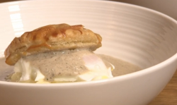 Dick’s mushroom puffs with funghi cappuccino on The Hungary Sailors