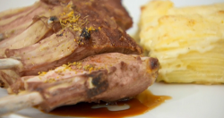 Ulrika Jonsson ‘s rack of lamb with potatoes and  ratatouille main course on Celebrity Masterche ...