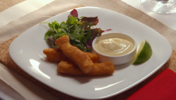 Bill and Graham salmon goujons with lime mayonnaise on My Kitchen Rules