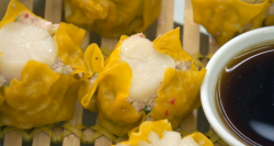 John Torode’s  open top scallop dumplings with soy dipping sauce on Celebrity Masterchef 2017