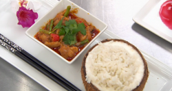 Jaymi’s  Thai chicken red curry with Jasmine and coconut rice on Celebrity MasterChef 2017