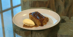 Chantelle Nicholson’s banana cake with miso caramel and  muscovado cream on Saturday Kitchen