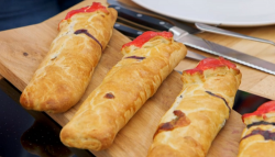 Stacey’s Camembert and onion with apple and blueberry Bedfordshire clangers on Bake Off