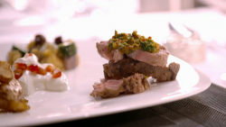 Ray and Simon’s Moroccan lamb with salsa and potatoes main course on My Kitchen Rules