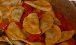 Simonetta’s ricotta and spinach ravioli with cherry tomato sauce on A Celebrity Taste of Italy