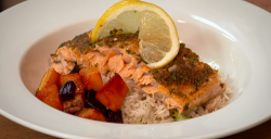 The Karim Family marinated salmon with rice and butternut squash on The Big Family Cooking Showdown