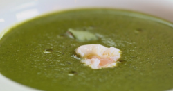 The Boyes family watercress soup with quails egg starter on  The Big Family Cooking Showdown