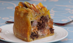 Yan’s checkerboard hand raised pie on The Great British Bake Off 2017