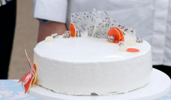 Kate’s white chocolate, yuzu and lychee entremet cake on The Great British Bake 2017 final