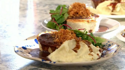 Vegan steak and ale pie made with seitan on Sunday brunch