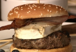 James Strawbridge’s blues burger with smoked cheese and BBQ sauce on The Hungry Sailors