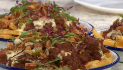 Pritesh Mody’s chilli with beer cheese fries on Sunday Brunch