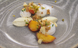 Craig from Maidenhead Italian meringue with caramelised peaches dessert on  MasterChef: The Prof ...