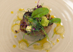 John’s jacket potato skin with cauliflower and gherkin gel on MasterChef: The Professionals