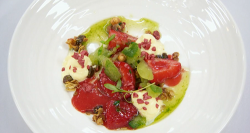 Louisa’s strawberries with electric sauce dessert on MasterChef: The Professionals