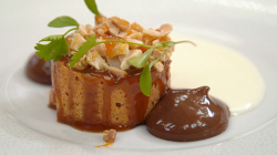 Tom’s chocolate creamosa with a peanut sponge cake on MasterChef: The Professionals 2017