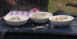 Dick and James Strawbridge’s pork stroganoff with cream and rice on The Hungry Sailors