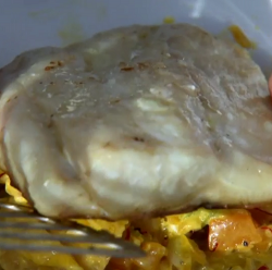 Ellis Barrie’s wild sea bass with vegetables and saffron sauce on Contryfile