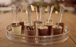 Food blogger Eshe Brown’s hot chocolate dessert  with a inserted spone  on The Hairy Biker ...