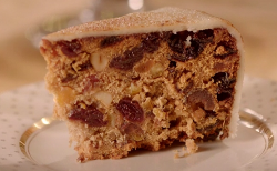 Last minute spiced Christmas cake  with apricot jam and marzipan on The Hairy Bikers Home for Ch ...