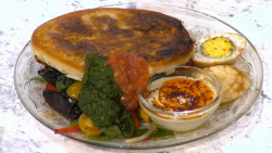 Pritesh Mody’s Yemenis pancakes with slow cooked eggs on Sunday Brunch