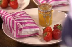 James Strawbridge doughnuts with strawberry coulis and elderflower curd on The Hungry Sailors