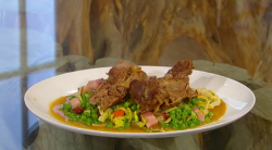 Tom Kitchen Braised lamb neck with pea and lettuce ragout on Saturday Kitchen