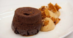 Anthony’s Masterchef brown ale chocolate fondant with black treacle honeycomb cream