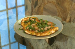 Ben Tish chicken Milanese with beans and salsa verde on Saturday Kitchen