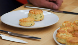 Nick Hewer cheese and chives scones on The Great Celebrity Bake Off Stand Up to Cancer