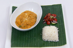 Nisha’s salmon curry with rice and kachumber on Masterchef 2018