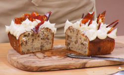 Ella Eyre banoffee and walnut loaf cake on  The Great Celebrity Bake Off Stand Up to Cancer