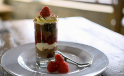 Wajeeha’  chocolate brownie trifle on Top of the Shop with Tom Kerridge