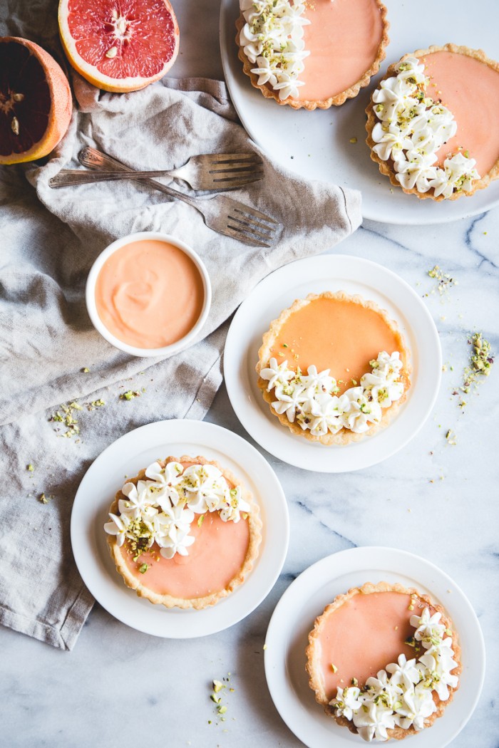 GRAPEFRUIT CURD TARTS with CHAMOMILE WHIPPED CREAM