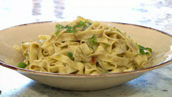 Katy Davidson oyster pasta on Sunday Brunch