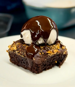 Phoebe’s salted caramel pecan brownies with crackle sauce and ice cream on BBC Two
Top of the Sh ...