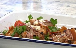 John Gregory Smith Lebanese fattoush with sumac, chicken and feta salad on Sunday Brunch